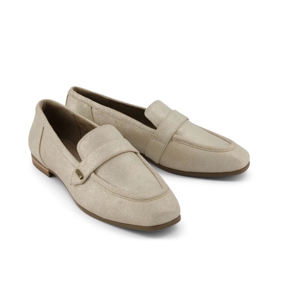 Toms Shoes - Women’s TOMS Lynette Loafer Dress Shoe Champagne Metallic Suede Leather Size 10